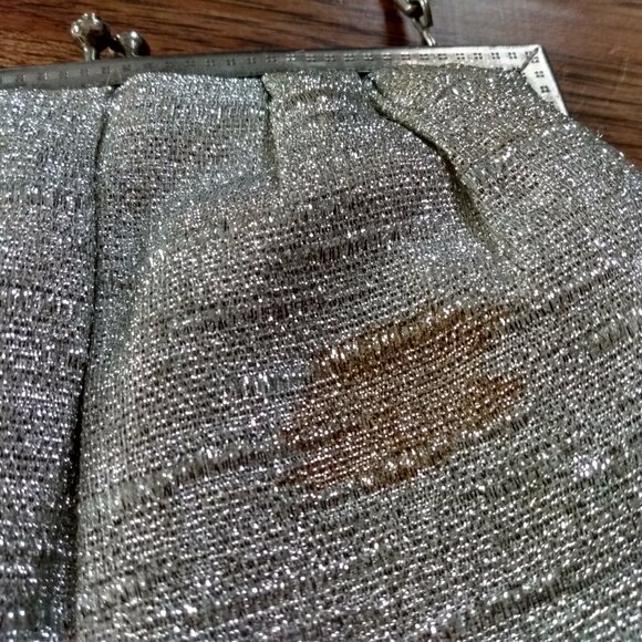 Vintage Silver Lame Purse Kisslock GOLDCO Cocktail Handbag - Picture 4 of 10
